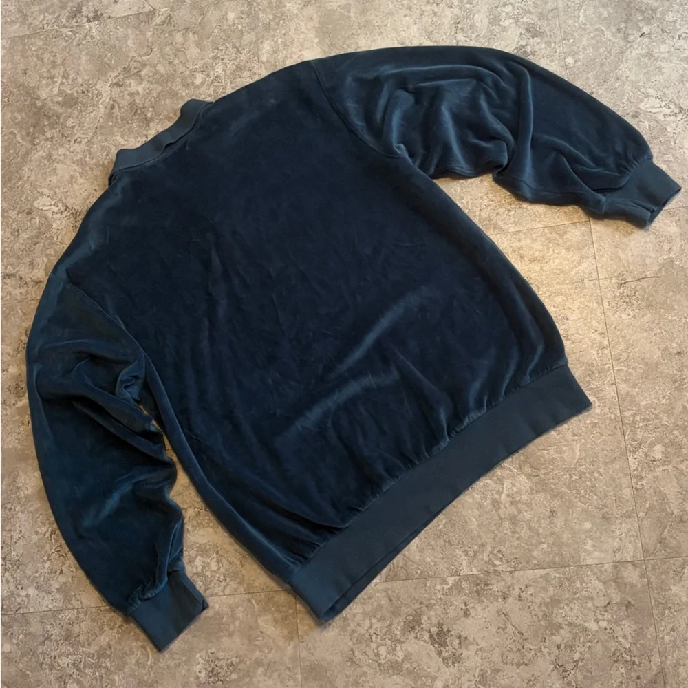 Norm Thompson Teal Long Sleeve Polo Vintage Thick Suede Feel - Picture 2 of 4